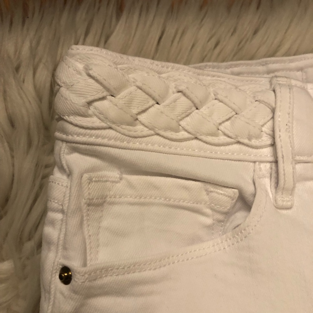 FRAME Baggy Palazzo Wide Leg High Rise Braided Waistline White Denim Jeans 27 - Picture 5 of 12